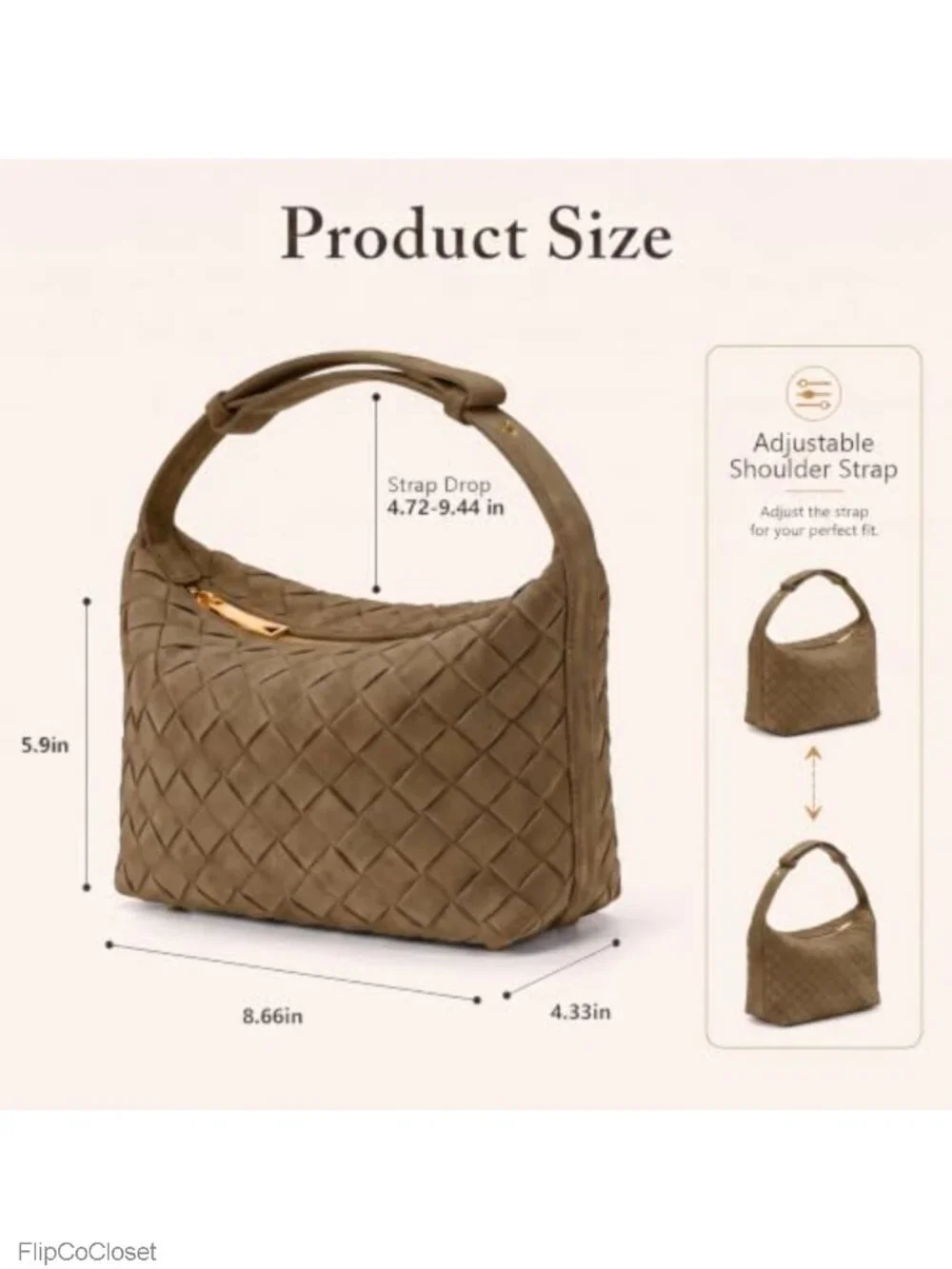 Woven Faux Suede Hobo Shoulder Bag Vegan Leather Women Handbag